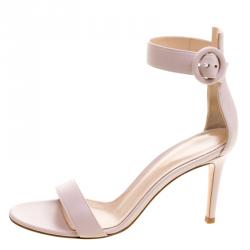 Pre Owned Gianvito Rossi Blush Pink Leather Portofino Ankle Strap Sandals Size 35