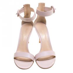 Pre Owned Gianvito Rossi Blush Pink Leather Portofino Ankle Strap Sandals Size 35