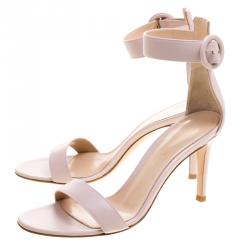 Pre Owned Gianvito Rossi Blush Pink Leather Portofino Ankle Strap Sandals Size 35