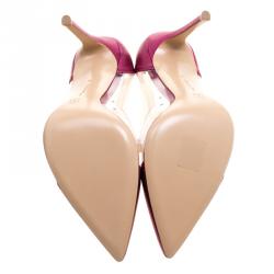 Pre Owned Gianvito Rossi Hot Pink Leather and PVC Plexi Pumps Size 38