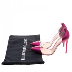 Pre Owned Gianvito Rossi Hot Pink Leather and PVC Plexi Pumps Size 38