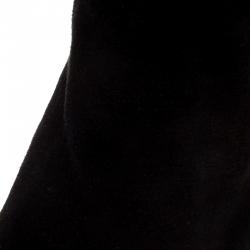 Pre Owned Gianvito Rossi Black Suede Open Toe Knee High Boots Size 37