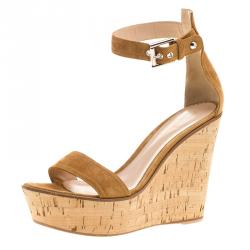 Pre Owned Gianvito Rossi Brown Suede Wedge Sandals Size 40