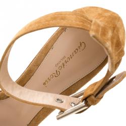 Pre Owned Gianvito Rossi Brown Suede Wedge Sandals Size 40