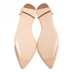 Pre Owned Gianvito Rossi Beige Patent Leather and PVC Plexi Pointed Toe Ballet Flats Size 36
