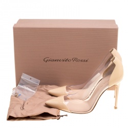 Pre Owned Gianvito Rossi Beige Patent Leather and PVC Plexi Pumps Size 36