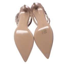 Pre Owned Gianvito Rossi Beige Leather Aleris D'Orsay Ankle Wrap Pointed Toe Sandals Size 38