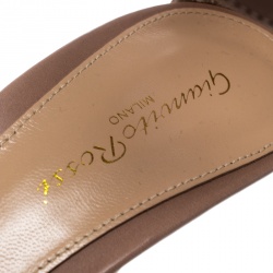 Pre Owned Gianvito Rossi Beige Leather Aleris D'Orsay Ankle Wrap Pointed Toe Sandals Size 38