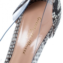 Pre Owned Gianvito Rossi Two Tone Python Leather and PVC Plexi Pumps Size 37.5