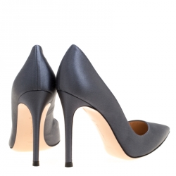 Pre Owned Gianvito Rossi Grey Satin Pointed Toe Pumps Size 35.5