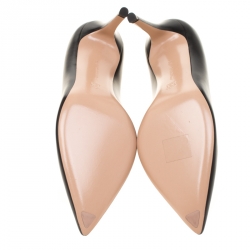 Pre Owned Gianvito Rossi Black Leather Pointed Toe Pumps Size 38.5