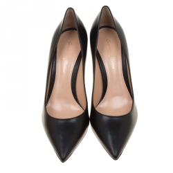 Pre Owned Gianvito Rossi Black Leather Pointed Toe Pumps Size 38.5