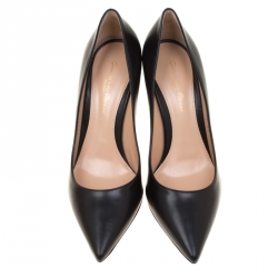 Pre Owned Gianvito Rossi Black Leather Pointed Toe Pumps Size 37
