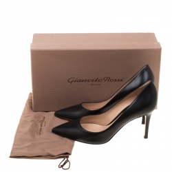 Pre Owned Gianvito Rossi Black Leather Pointed Toe Pumps Size 37