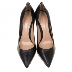 Pre Owned Gianvito Rossi Black Leather Pointed Toe Pumps Size 40.5