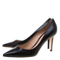 Pre Owned Gianvito Rossi Black Leather Pointed Toe Pumps Size 40.5
