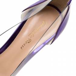 Pre Owned Gianvito Rossi Metallic Two Tone Mirror Leather And PVC Plexi Pointed Toe Pumps Size 39.5