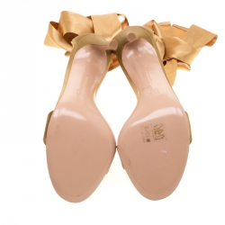 Pre Owned Gianvito Rossi Gold Satin Gala Ankle Wrap Open Toe Sandals Size 35.5