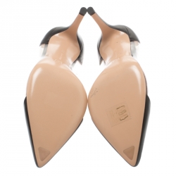 Pre Owned Gianvito Rossi Black Leather and PVC Plexi Pointed Toe Pumps Size 35.5