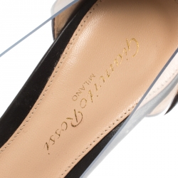 Pre Owned Gianvito Rossi Black Leather and PVC Plexi Pointed Toe Pumps Size 35.5