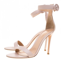 Pre Owned Gianvito Rossi Blush Pink Leather Portofino Ankle Strap Sandals Size 41