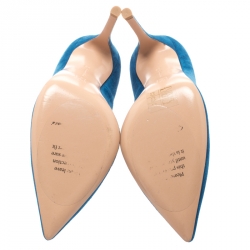 Pre Owned Gianvito Rossi Blue Suede Pointed Toe Pumps Size 36