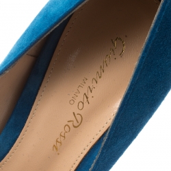 Pre Owned Gianvito Rossi Blue Suede Pointed Toe Pumps Size 36