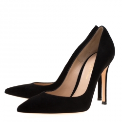 Pre Owned Gianvito Rossi Black Suede Pointed Toe Pumps Size 35.5