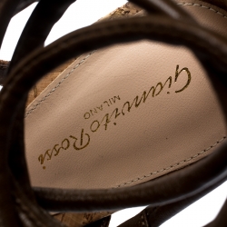 Pre Owned Gianvito Rossi Brown Suede And Leather Cayman Ankle Wrap Strappy Sandals Size 38