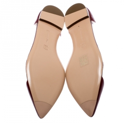 Pre Owned Gianvito Rossi Red Patent Leather and PVC Plexi Pointed Toe Ballet Flats Size 39.5