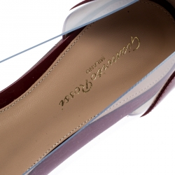 Pre Owned Gianvito Rossi Red Patent Leather and PVC Plexi Pointed Toe Ballet Flats Size 39.5