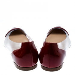 Pre Owned Gianvito Rossi Red Patent Leather and PVC Plexi Pointed Toe Ballet Flats Size 39.5