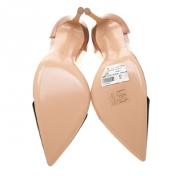 Pre Owned Gianvito Rossi Black/Beige Patent Leather And PVC Plexi Pointed Toe Pumps Size 39