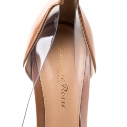 Pre Owned Gianvito Rossi Black/Beige Patent Leather And PVC Plexi Pointed Toe Pumps Size 39