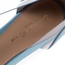 Pre Owned Gianvito Rossi Blue Patent Leather And PVC Plexi Pointed Toe Ballet Flats Size 38