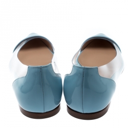 Pre Owned Gianvito Rossi Blue Patent Leather And PVC Plexi Pointed Toe Ballet Flats Size 38