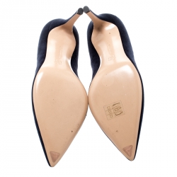 Pre Owned Gianvito Rossi Blue Suede Lace Bow Pumps Size 39