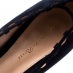 Pre Owned Gianvito Rossi Blue Suede Lace Bow Pumps Size 39