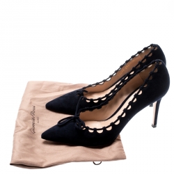 Pre Owned Gianvito Rossi Blue Suede Lace Bow Pumps Size 39