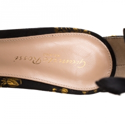 Pre Owned Gianvito Rossi Floral Printed Satin Kimono Ankle Cuff Sandals Size 40