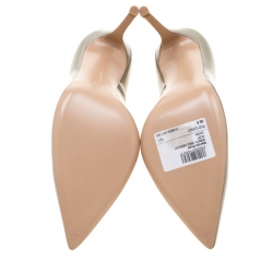 Pre Owned Gianvito Rossi Grey Patent Leather Pointed Toe Pumps Size 39.5