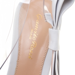 Pre Owned Gianvito Rossi White Leather And PVC Pointed Toe Slingback Sandals Size 39