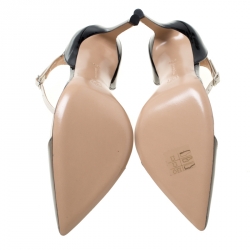 Pre Owned Gianvito Rossi Multicolor Patent Leather and Plexi Ankle Strap Pointed Toe Pumps Size 36.5