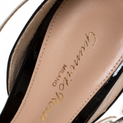 Pre Owned Gianvito Rossi Multicolor Patent Leather and Plexi Ankle Strap Pointed Toe Pumps Size 36.5