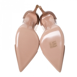 Pre Owned Gianvito Rossi Nude Beige Leather and PVC Plexi Pointed Toe Pump Size 39