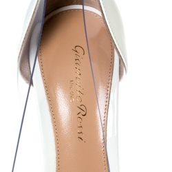 Pre Owned  Gianvito Rossi White Patent Leather And PVC Plexi Cap Toe Pointed Toe Pumps Size 37.5