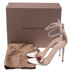 Pre Owned Gianvito Rossi Light Pink Crystal Embellished Satin Cherry Portofino Ankle Strap Open Toe Sandals Size 38