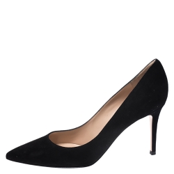 Pre Owned Gianvito Rossi Black Suede Pointed Toe Pumps Size 38