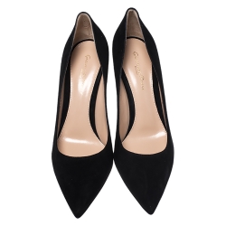 Pre Owned Gianvito Rossi Black Suede Pointed Toe Pumps Size 38
