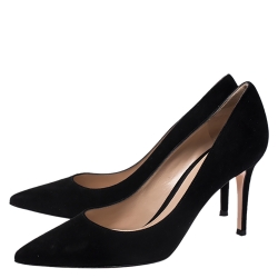 Pre Owned Gianvito Rossi Black Suede Pointed Toe Pumps Size 38
